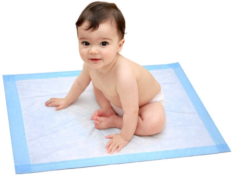 Disposable Baby Changing Pad Liner - 25 Count (24 x 17 Inch) - Soft Disposable Blue Hospital Underpad - Waterproof and Absorbent for Infant and Child Use