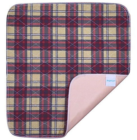 Plaid Waterproof Washable Seat Pad (20 x 22 Inch) for Incontinence - Seniors, Adult, Children, or Pet Underpad - Triple Layer Chair Cover Protector, 24 Ounce Absorbency