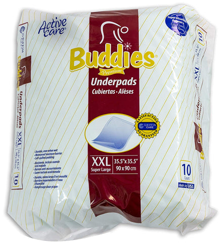 Extra Large Chux Pads 36 x 36 Disposable - Overnight Incontinence Waterproof Underpad for Seniors, Adult, Child, or Pets by Buddies
